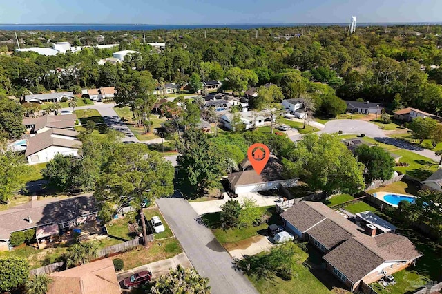 2783 Venetian Ct, Gulf Breeze, FL 32563 - aerial overview of property's location featuring nearby suburban area and a forest
