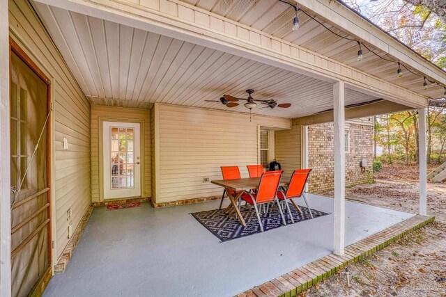 view of patio with ceiling fan