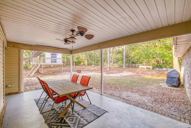 view of patio with ceiling fan