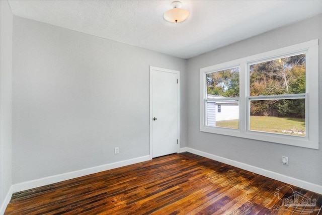 spare room featuring dark wood-type flooring