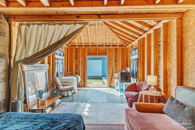 interior space featuring lofted ceiling