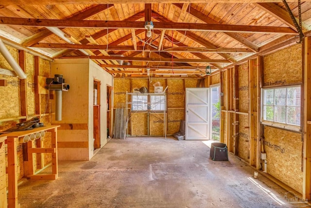 misc room with lofted ceiling