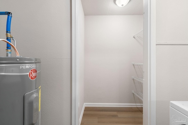 interior space featuring hardwood / wood-style flooring and water heater