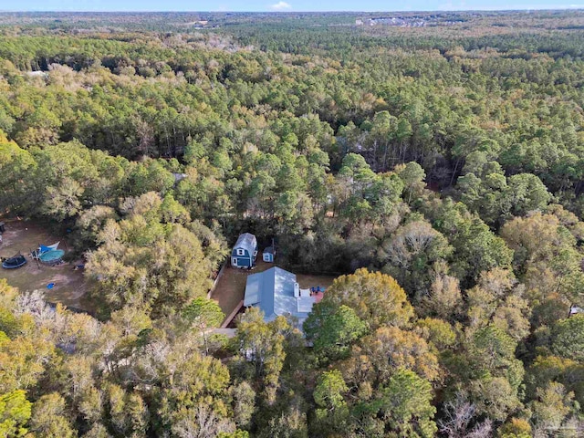 bird's eye view featuring a view of trees