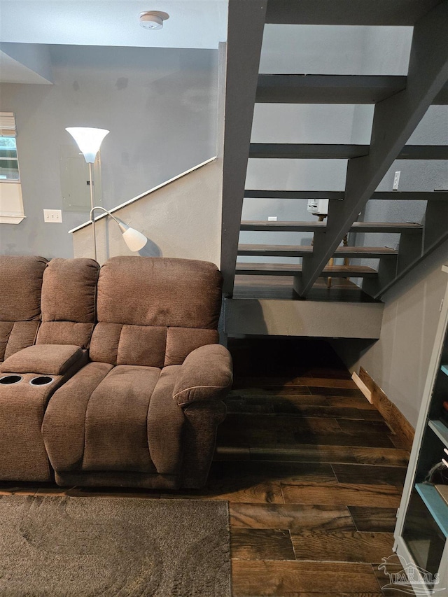 stairs with wood finished floors