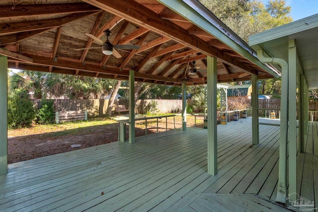 deck featuring ceiling fan