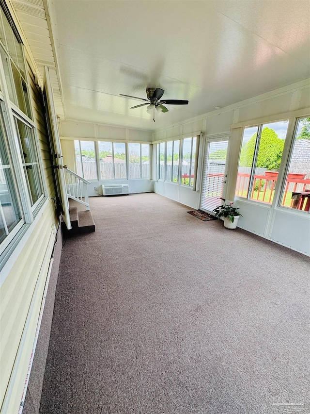 3081 Flintlock Dr, Pensacola, FL 32526 - unfurnished sunroom with ceiling fan, carpet, and plenty of natural light