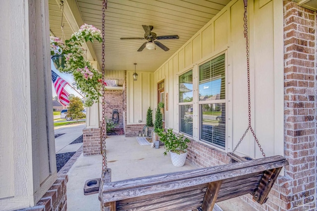 view of patio / terrace with ceiling fan