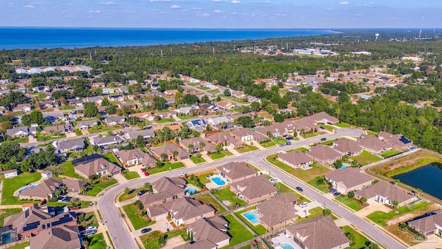 bird's eye view featuring a water view