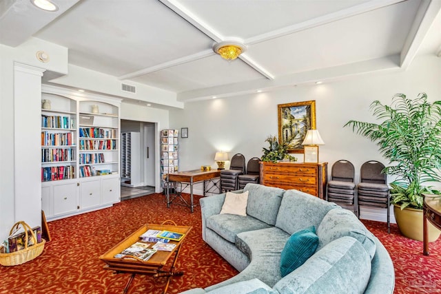 living room with carpet floors