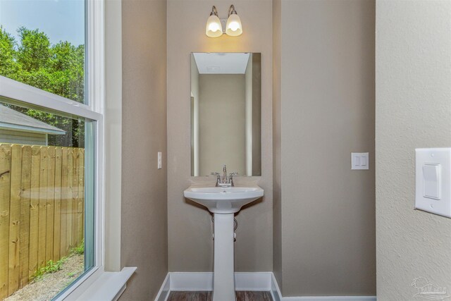 bathroom featuring hardwood / wood-style flooring