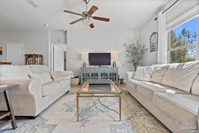 6347 Ladera Trl, Pace, FL 32571 - living room featuring a ceiling fan and wood finished floors