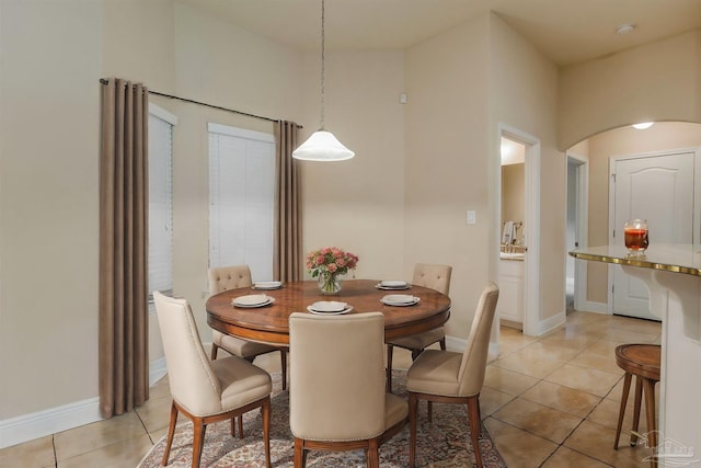 view of tiled dining space