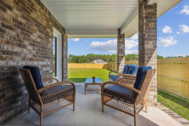 view of patio featuring an outdoor living space