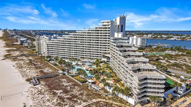 view of building exterior featuring a water view