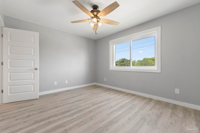 14100 River Rd Unit 223B, Pensacola, FL 32507 - empty room with baseboards, light wood-style flooring, and ceiling fan