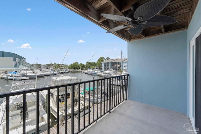 14100 River Rd Unit 223B, Pensacola, FL 32507 - balcony with a water view, view of marina, and ceiling fan