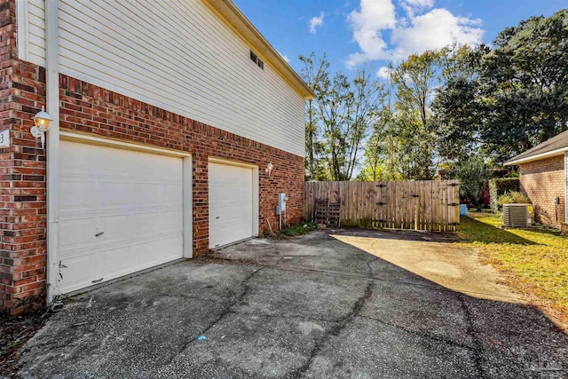 garage with central air condition unit