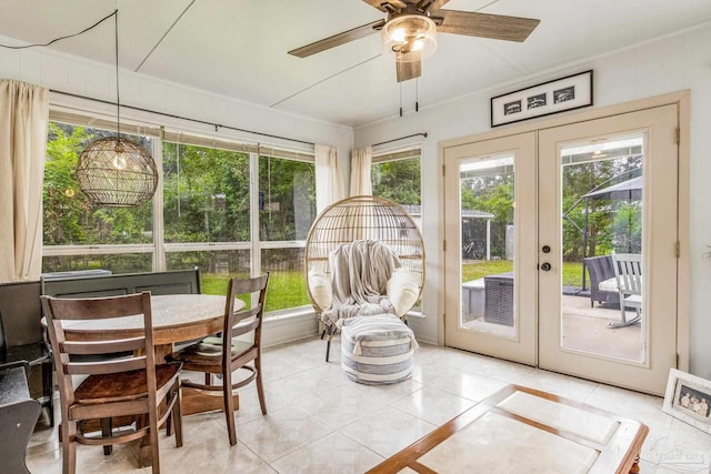 2519 Inda Ave, Pensacola, FL 32526 - sunroom featuring french doors and ceiling fan