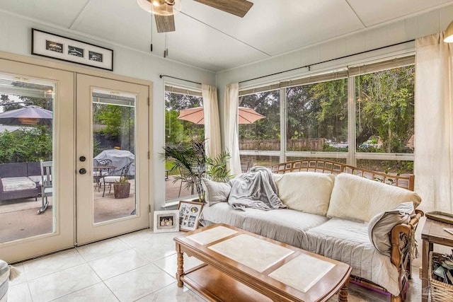 2519 Inda Ave, Pensacola, FL 32526 - sunroom featuring french doors and a ceiling fan
