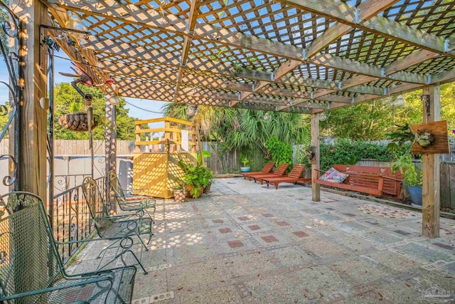 view of patio / terrace featuring a pergola