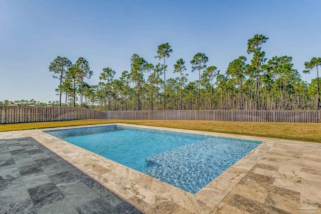 view of pool with a yard and a patio area