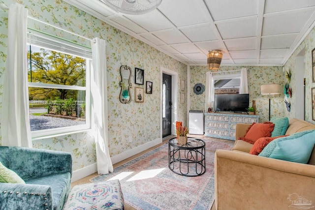 living room with hardwood / wood-style flooring