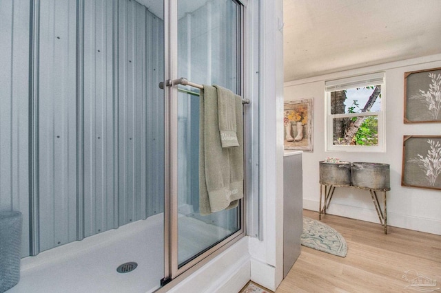 bathroom featuring hardwood / wood-style flooring