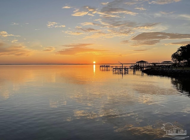 property view of water with a boat dock