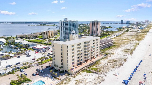 999 Ft Pickens Rd Unit 309, Pensacola Beach, FL 32561 - bird's eye view with a water view and a beach view