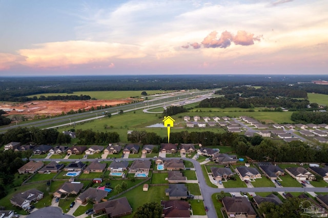 aerial view with a residential view