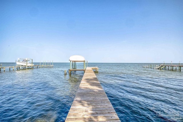 view of dock featuring a water view