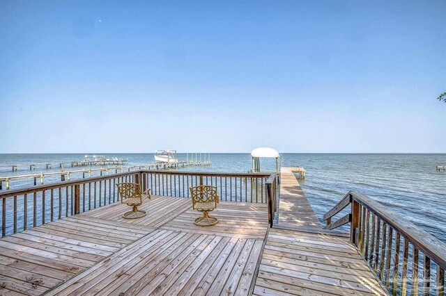 view of dock featuring a water view