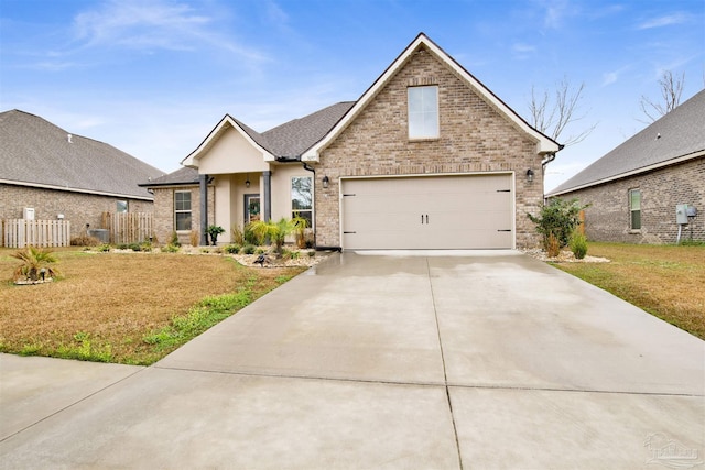 view of front of home with a garage and a front yard