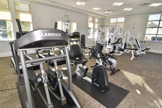 645 Lost Key Dr Unit 406D, Perdido Key, FL 32507 - gym featuring plenty of natural light, visible vents, a drop ceiling, and baseboards