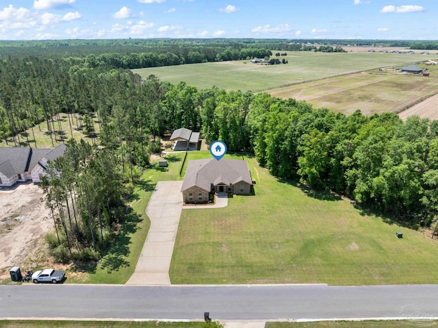 drone / aerial view featuring a rural view