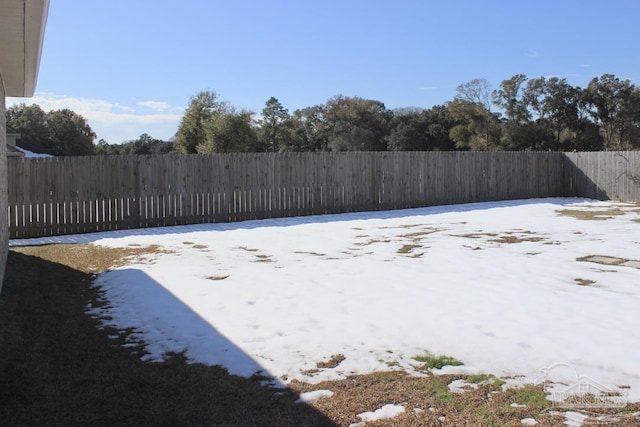 view of yard covered in snow