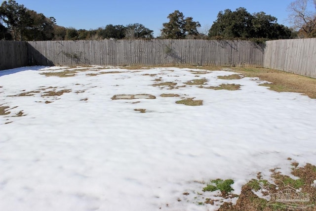 view of yard layered in snow