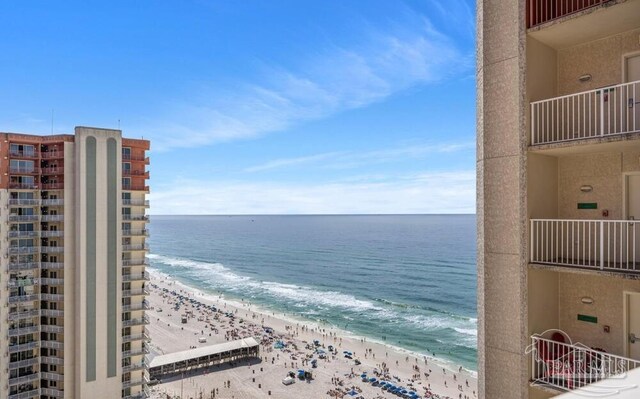 view of water feature featuring a view of the beach