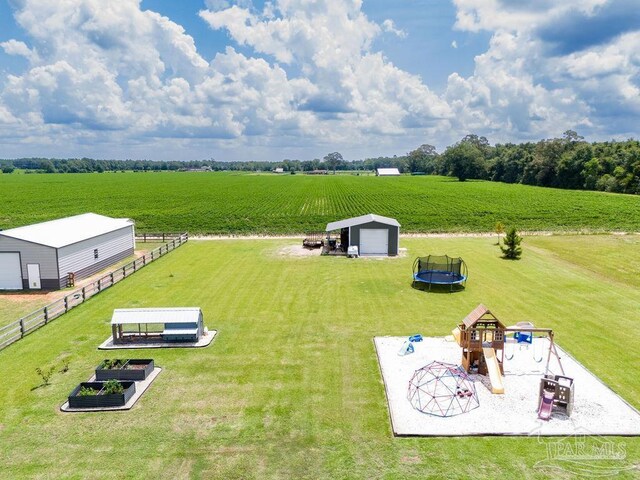 aerial view featuring a rural view