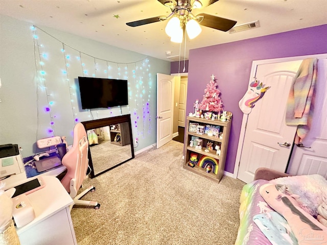 2924 Sundance Ln, Cantonment, FL 32533 - bedroom with light colored carpet and ceiling fan