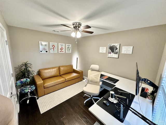 2924 Sundance Ln, Cantonment, FL 32533 - office space featuring dark wood-type flooring and a ceiling fan