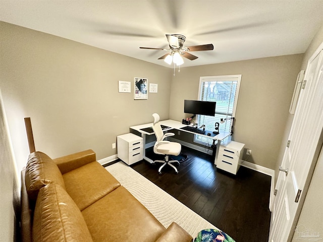 2924 Sundance Ln, Cantonment, FL 32533 - office area featuring dark wood-style flooring and a ceiling fan
