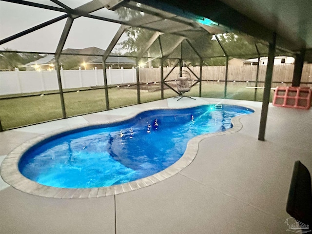2924 Sundance Ln, Cantonment, FL 32533 - view of pool featuring a fenced backyard, a patio, and glass enclosure