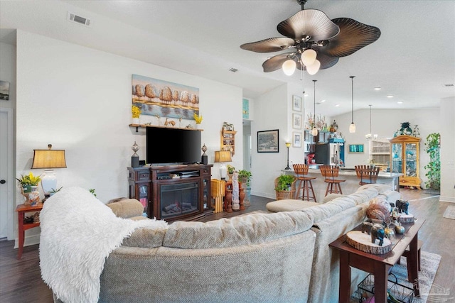 6135 Redberry Dr, Gulf Breeze, FL 32563 - living room featuring wood finished floors, a ceiling fan, and recessed lighting