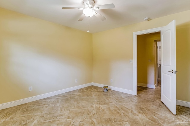 spare room featuring ceiling fan