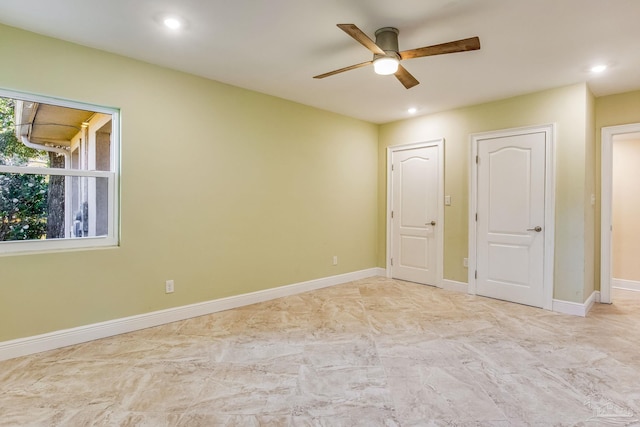 unfurnished bedroom with ceiling fan