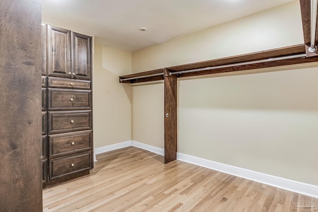 spacious closet featuring light wood-type flooring