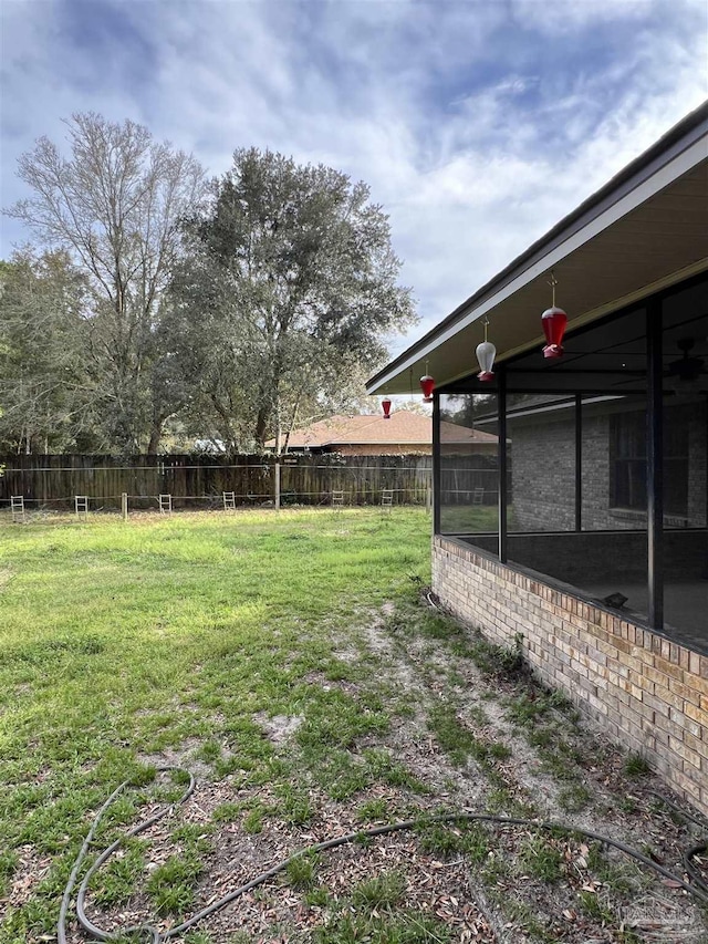 view of yard featuring a fenced backyard