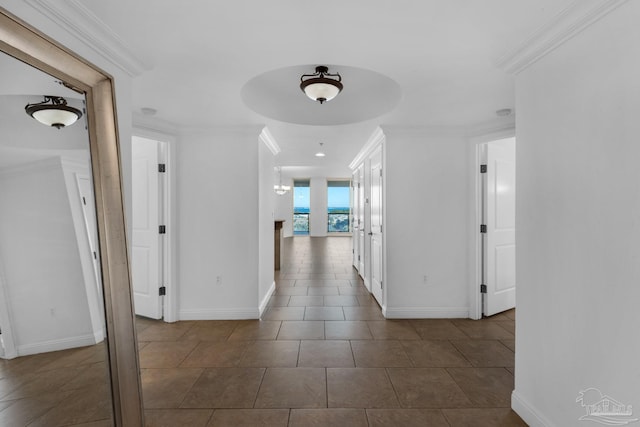 corridor with crown molding